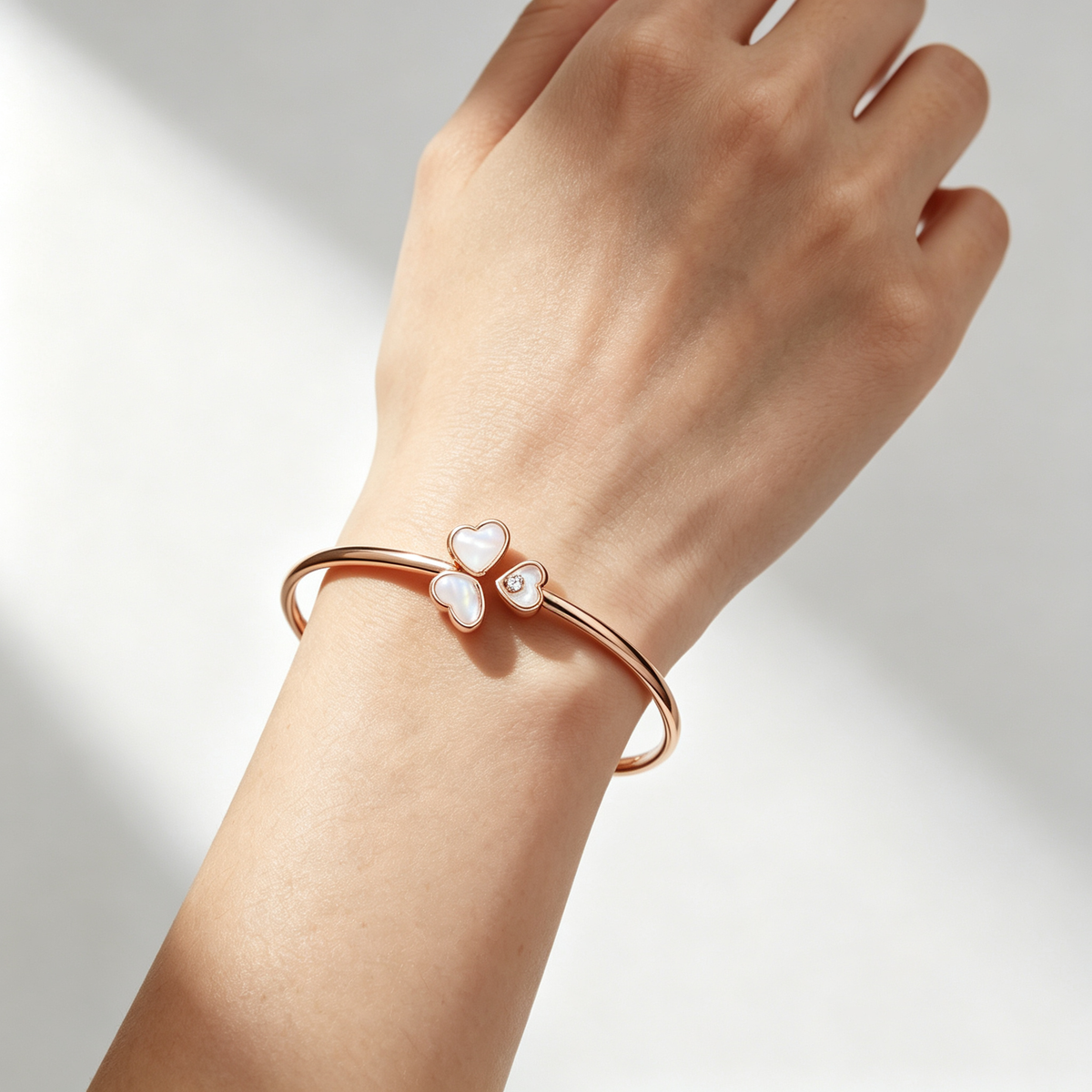 Chopard Happy Hearts Wings Bracelet — Rose Gold, Mother-of-Pearl, and Diamonds